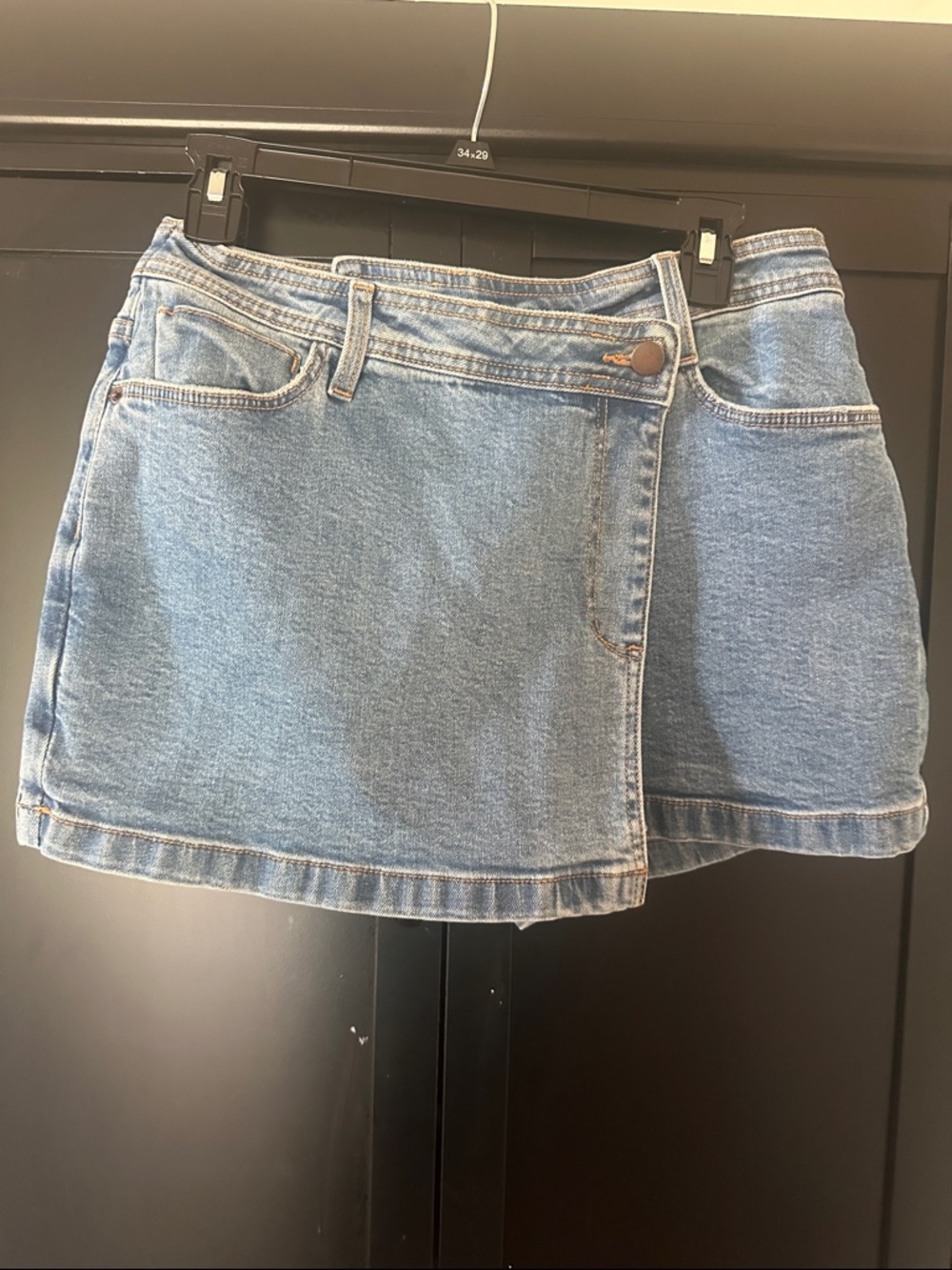 Light Blue Denim Wrap Mini Skirt